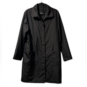 Carol Cohen Trench Coat Black Womens Large EUC Classic Minimalist Contemporary